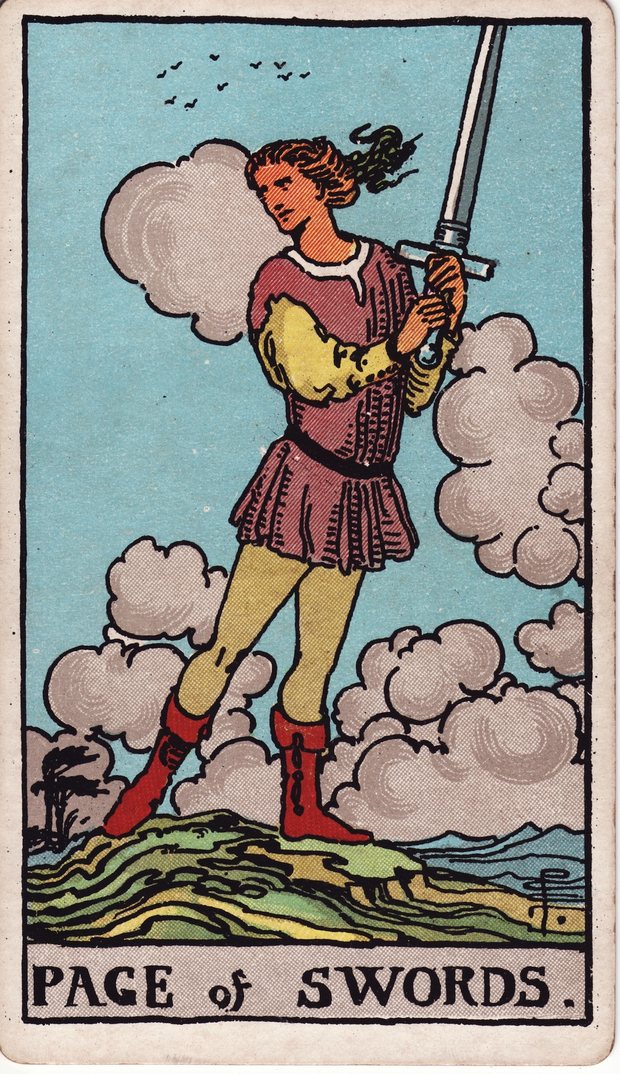 Таро карта Паж Мечове — Rider-Waite-Smith